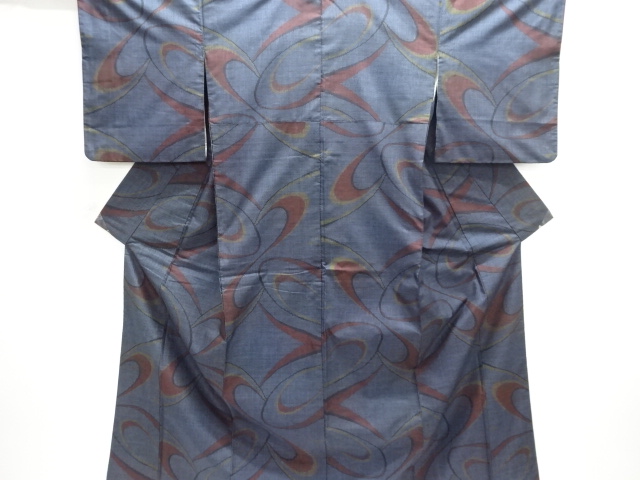 JAPANESE KIMONO / ABSTRACT PATTERN WOVEN DORO OSHIMA TSUMUGI KIMONO (5